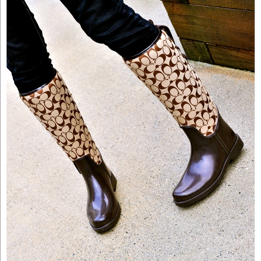 Khaki/Brown Coach Tristee Rain Boots